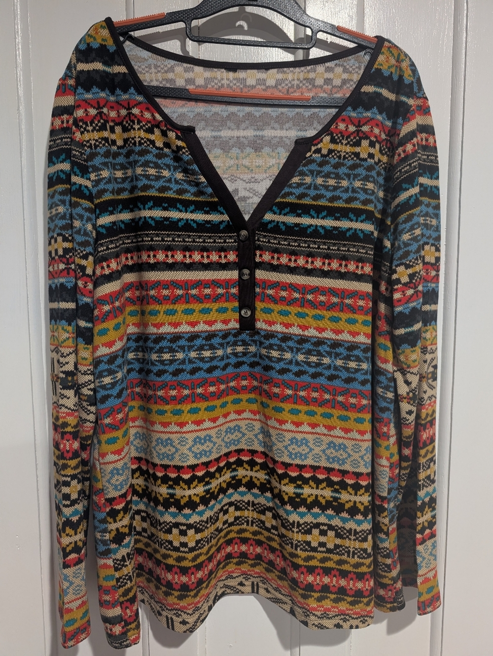 Long-Sleeve Henley Top